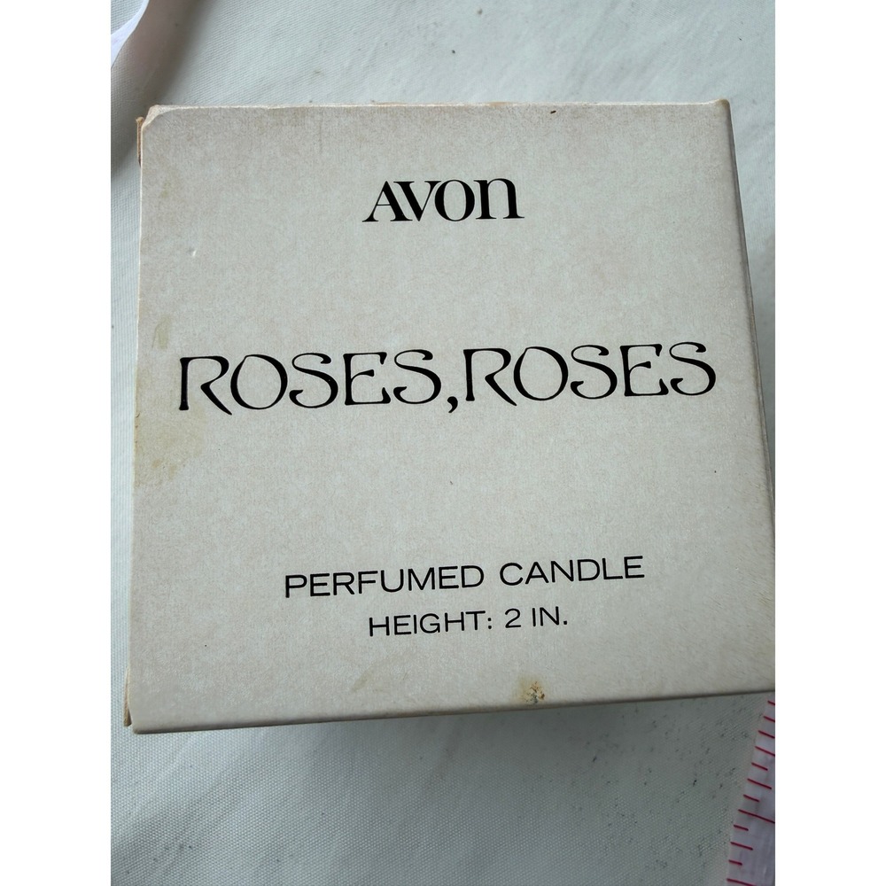 Avon Roses Roses Vintage Perfumed Candle Refill Gold Metal Tin 2 Inch Unused Box